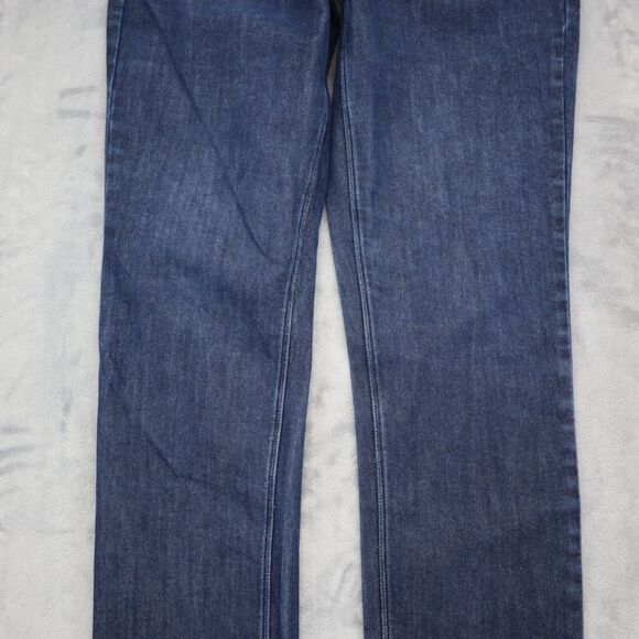 Lands End Pants Womens 8 Blue Straight Dark Wash Mid Rise Denim Button Jeans - Picture 12 of 16